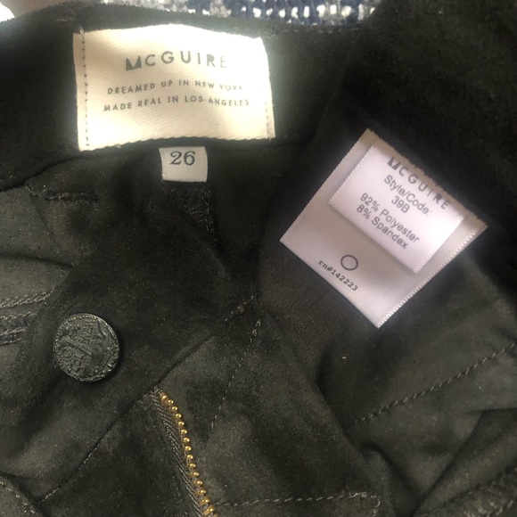 ❤️McGuire Newton Black Skinny Vegan Suede Pants Ankle Slits Size 26 - Picture 7 of 7